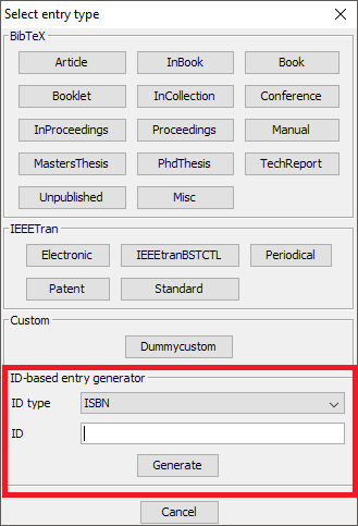 Add Entry Using An Id Jabref